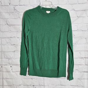 J Crew Womens Size XS Crewneck Sweater Acrylic Wool Blend Solid Green